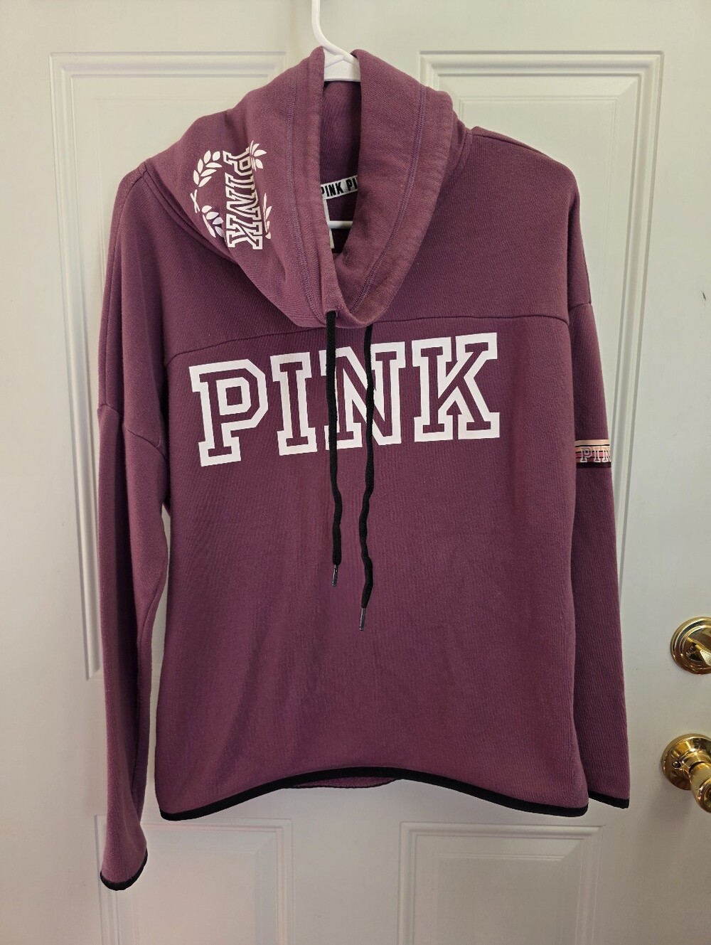 PINK Victoria's Secret Rose-Mauve Hoodie with White Logo Size Small